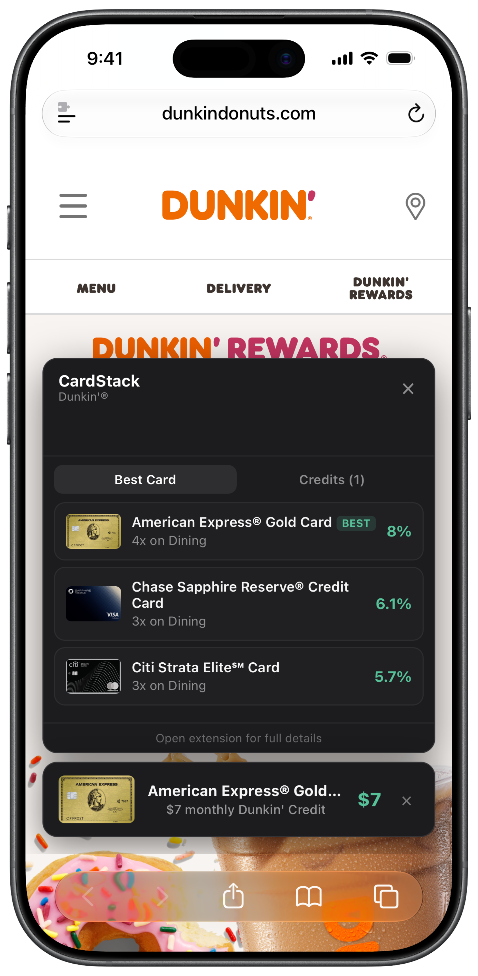 CardStack Safari extension on an Amex Offers page for batch enrollment
