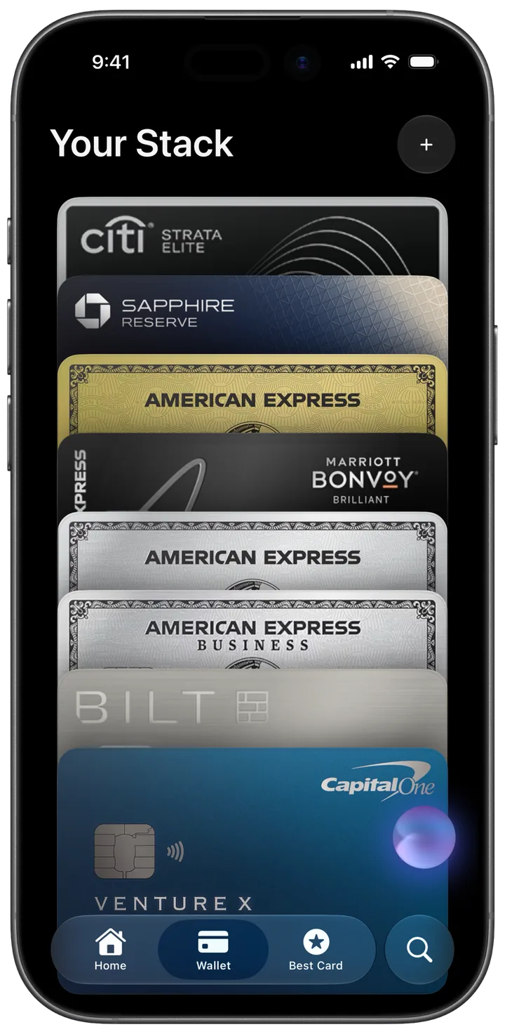CardStack wallet showing your credit card stack
